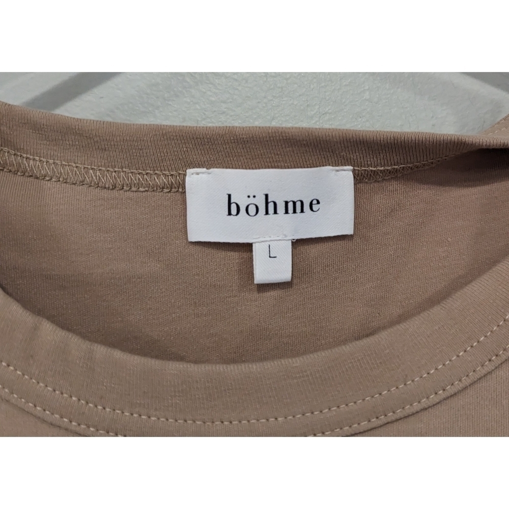 Bohme Short Sleeve Khaki Top Cotton Blend Size Large - Picture 3 of 7